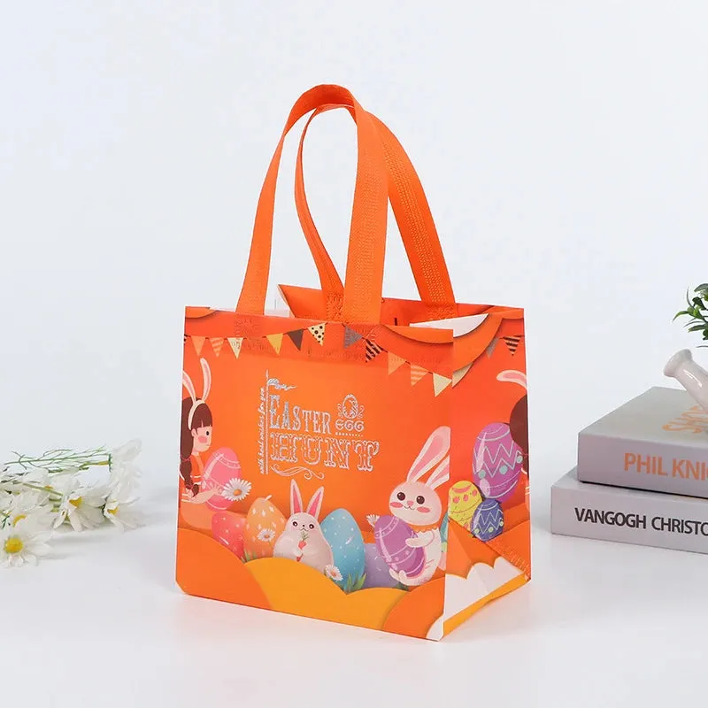 StoBag Easter Laminated Non Woven Tote Bags Easter Egg Hunting Party Reusable Eco-friendly Gift Wrapping Suppliy Wholesale 12pcs