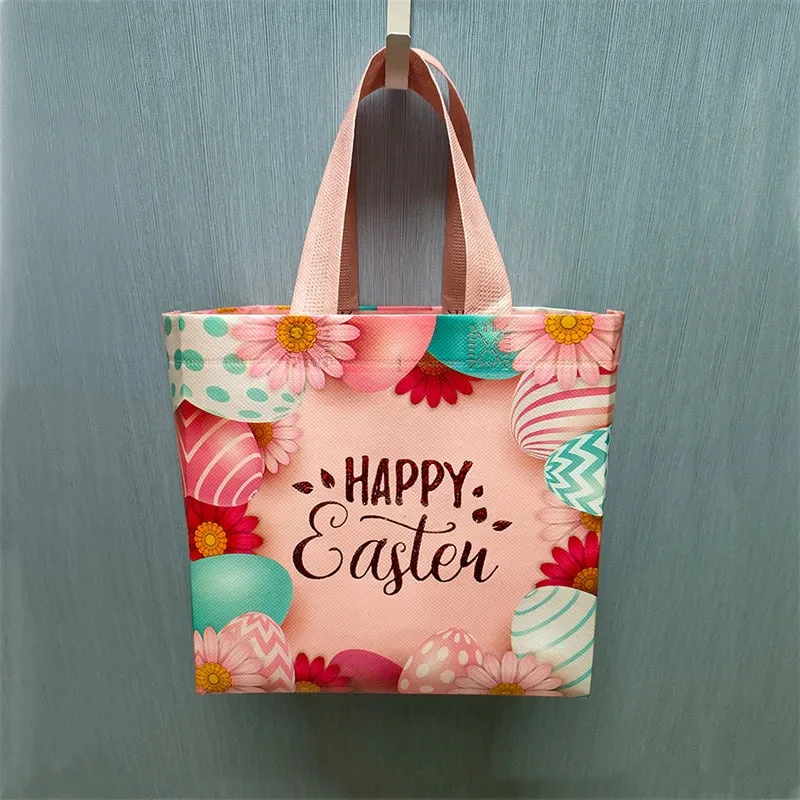 StoBag Easter Laminated Non Woven Tote Bags Easter Egg Hunting Party Reusable Eco-friendly Gift Wrapping Suppliy Wholesale 12pcs