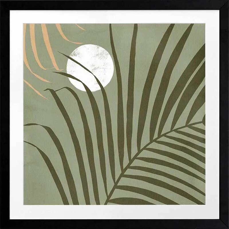 Sunset Palm Green Framed Art Print