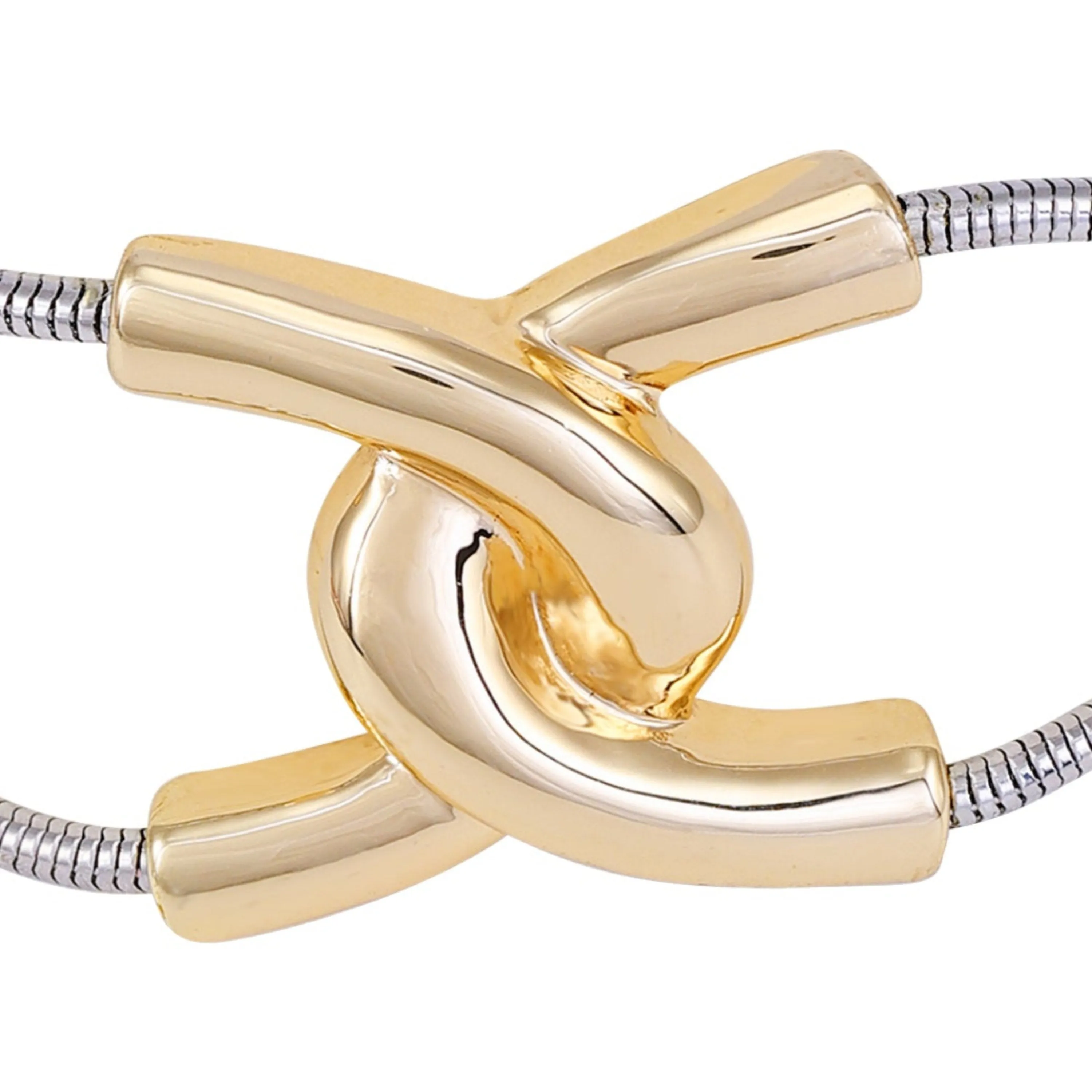 Two Tone Interlocked Link Slider Bracelet