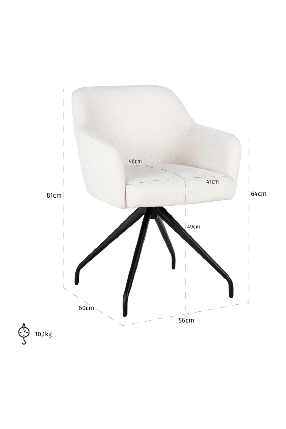 White Swivel Chair | OROA Benthe